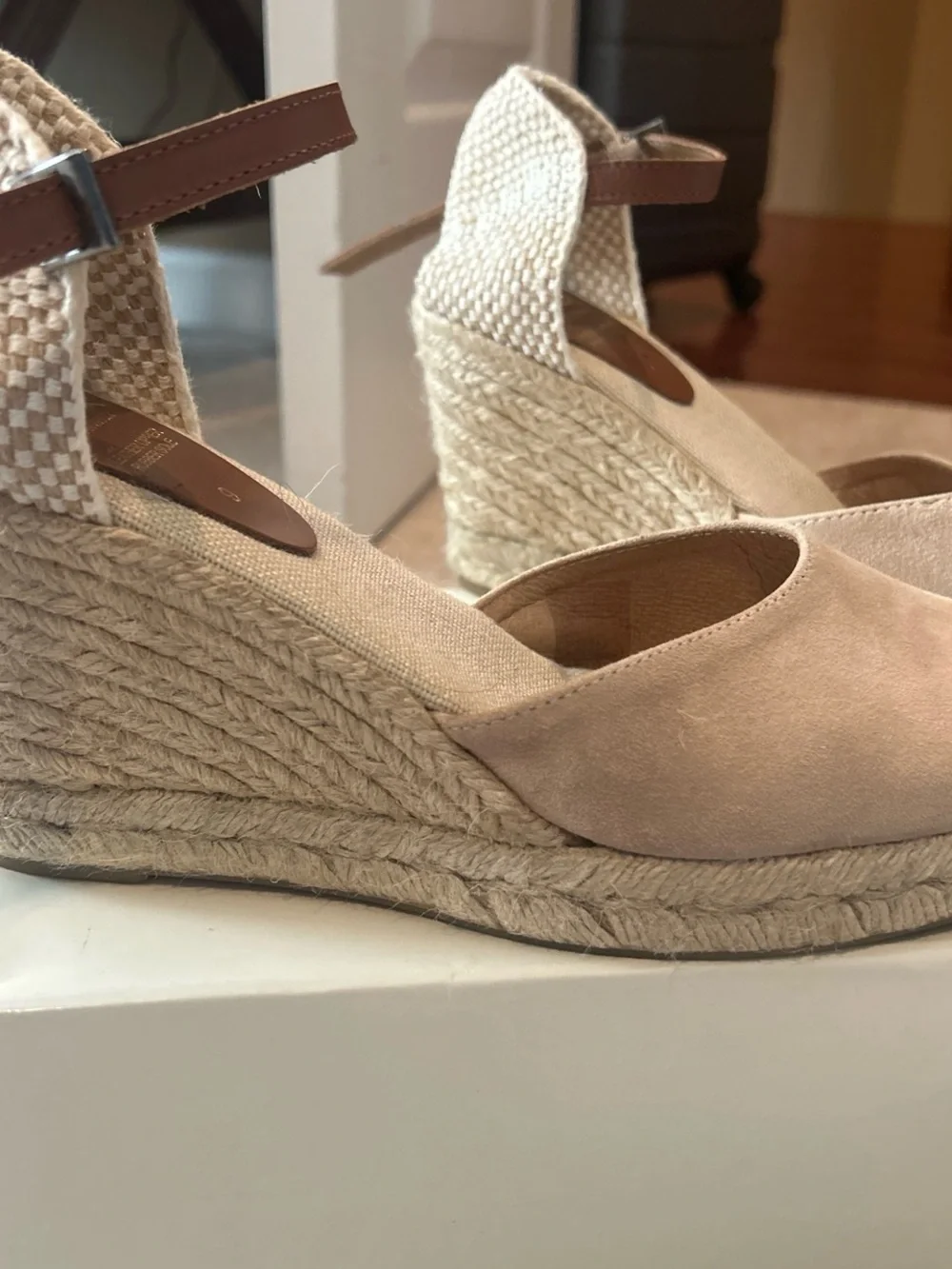 Neutral Espadrille Wedge Sandals - Women
